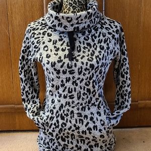Leopard cowl neck sweater